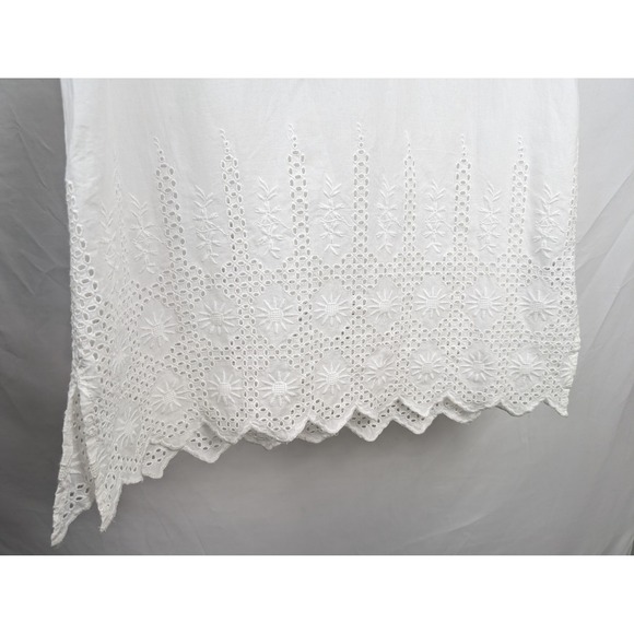 White Eyelet Lace Cotton Tunic Dress XS Boho Romantic Fairy Festival Indie Beach - Picture 4 of 9